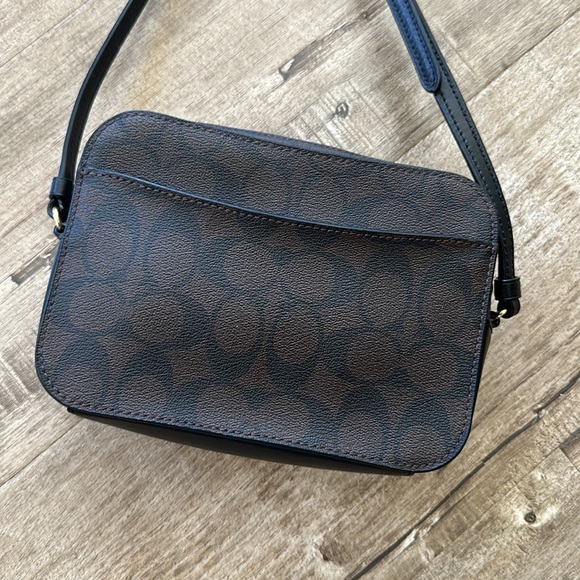 Coach mini camera bag signature canvas gold brown black crossbody shoulder bag - Picture 7 of 17